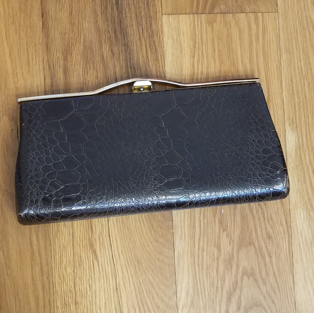 Vintage dark brown crocodile clutch handbag - Picture 2 of 5